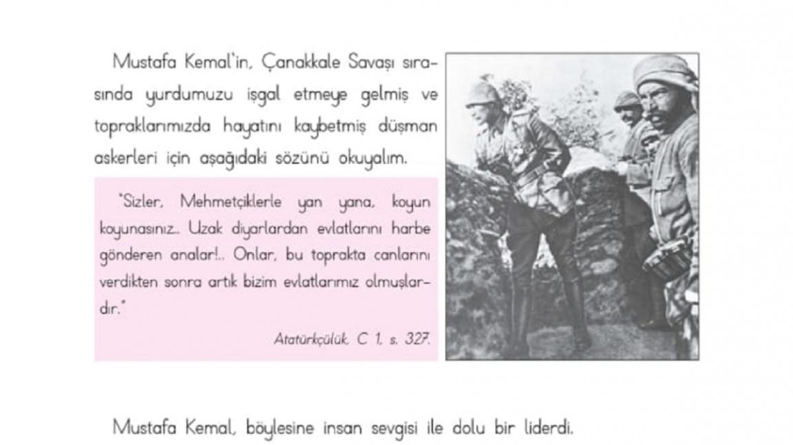 İlkokul 3.Sınıf Öğrencilerimiz Bugünkü Çevrimiçi Yapılan Sosyal Bilgiler Dersinde ''Atatürk Sevgisi'' Konusunu İşlediler